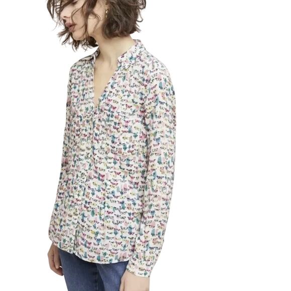 Maeve by Anthropologie white multicolor butterfly print blouse top 0 - Picture 8 of 8